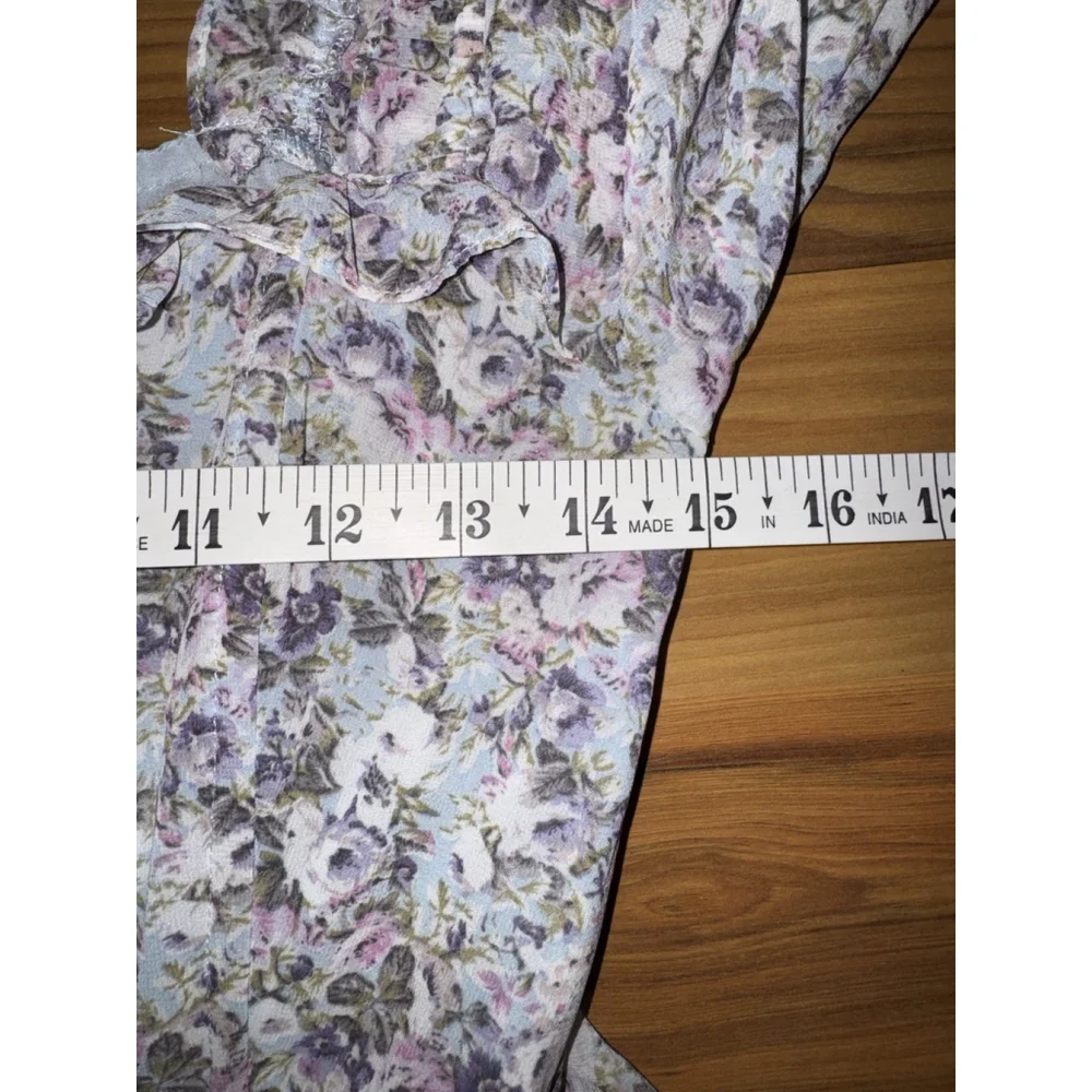 ASTR The Label Blue Ditsy Floral Corset Peplum Blouse Cottagecore Romantic Top S